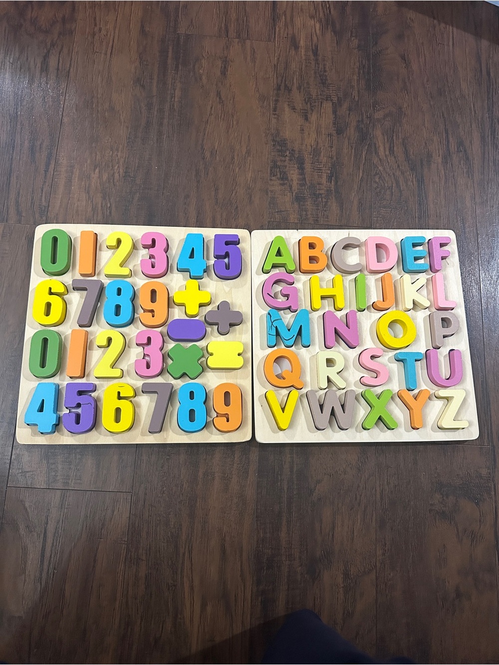 Magnetic Wooden Alphabet & Number Puzzle Boards – ABC 123 Learning Toy